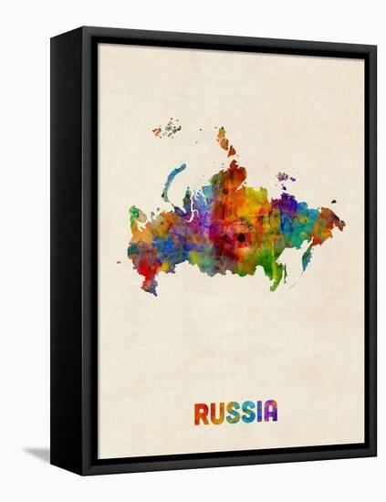 Russia Watercolor Map-Michael Tompsett-Framed Stretched Canvas