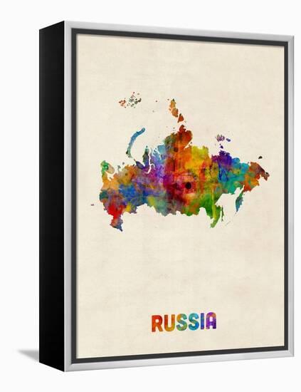 Russia Watercolor Map-Michael Tompsett-Framed Stretched Canvas