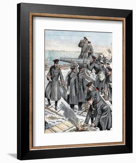 Russian Artillery Battery, Russo-Japanese War, 1904-5-null-Framed Giclee Print