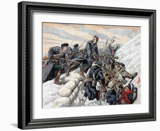 Russian Attack on the Japanese Trenches, Russo-Japanese War, 1904-5-null-Framed Giclee Print