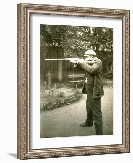 Russian Author Alexander Kuprin Shooting, Gatchina, Russia, Early 20th Century-Karl Karlovich Bulla-Framed Photographic Print