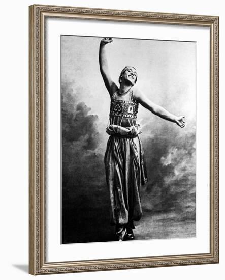 Russian Ballet Dancer Vaslav Nijinsky Photographed in Character for Ballet "Scheherazade"-Emil Otto Hoppé-Framed Premium Photographic Print