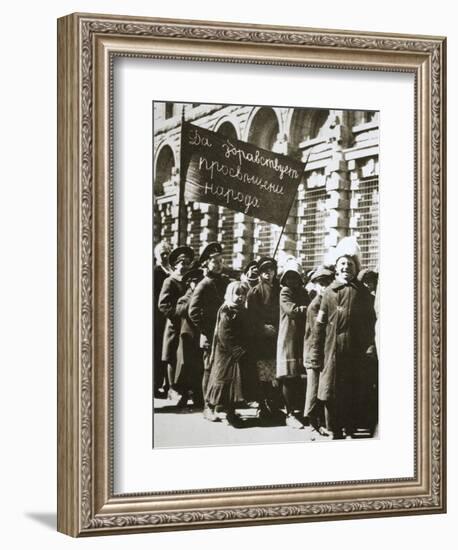 Russian children demonstrate for education and a better life, February 1917-Unknown-Framed Photographic Print