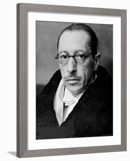 Russian Composer Igor Stravinsky, Wearing Tux, White Tie and Overcoat, on Night of a Performance-Alfred Eisenstaedt-Framed Premium Photographic Print