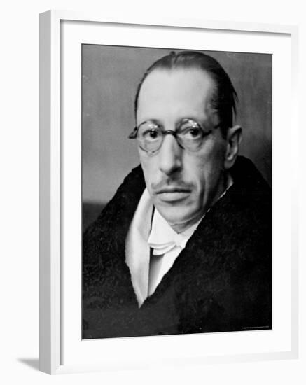 Russian Composer Igor Stravinsky, Wearing Tux, White Tie and Overcoat, on Night of a Performance-Alfred Eisenstaedt-Framed Premium Photographic Print