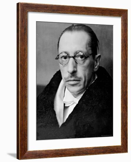 Russian Composer Igor Stravinsky, Wearing Tux, White Tie and Overcoat, on Night of a Performance-Alfred Eisenstaedt-Framed Premium Photographic Print