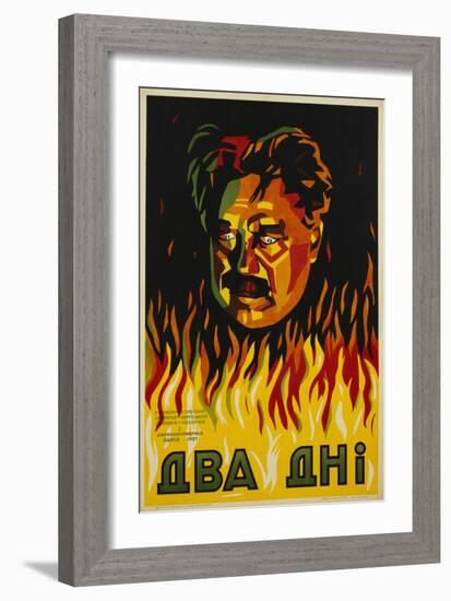 Russian Constructivist Film Poster with Male Figure in Flames-null-Framed Giclee Print