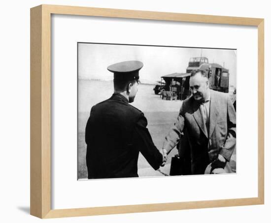 Russian Cosmonaut Yuri Gagarin and Rocket Engineer Sergey Korolyov, 1961-null-Framed Giclee Print