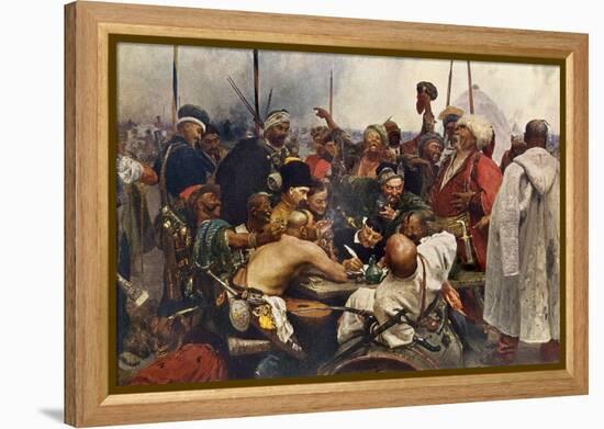 Russian Cossacks Sending a Message of Scorn to the Turkish Army in Constantinople-null-Framed Premier Image Canvas