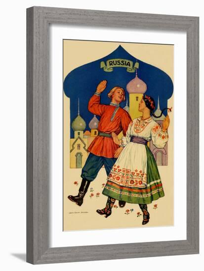 Russian Dancers In a Folk Costume-null-Framed Art Print