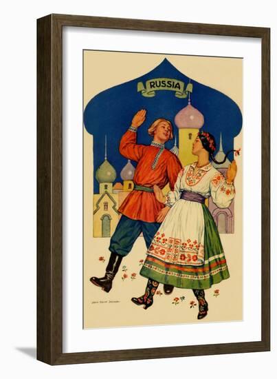 Russian Dancers In a Folk Costume-null-Framed Art Print