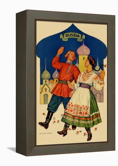 Russian Dancers In a Folk Costume-null-Framed Stretched Canvas