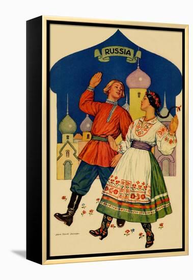 Russian Dancers In a Folk Costume-null-Framed Stretched Canvas