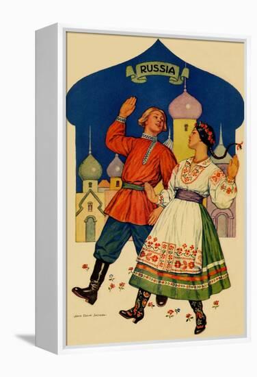 Russian Dancers In a Folk Costume-null-Framed Stretched Canvas