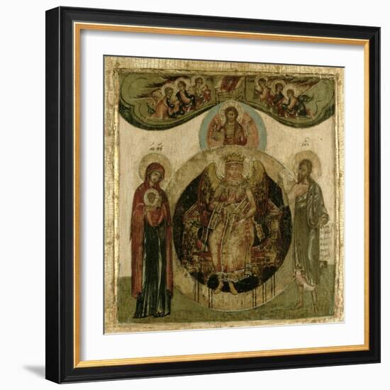 Russian Icon of Sophia, the Holy Wisdom, Enthroned in the Form of a Fiery Winged Angel, Moscow…-null-Framed Giclee Print