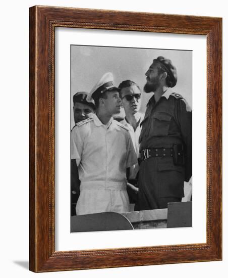 Russian Major Yuri A. Gagarin and Cuban President Fidel Castro, During July 26th Celebrations-null-Framed Photographic Print