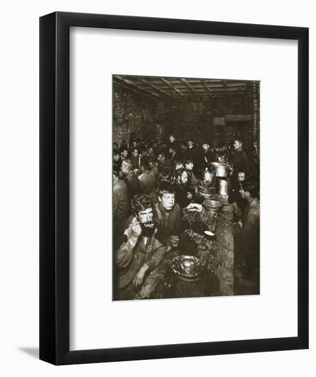 Russian manual labourers eating a meal, late 19th century-Unknown-Framed Photographic Print