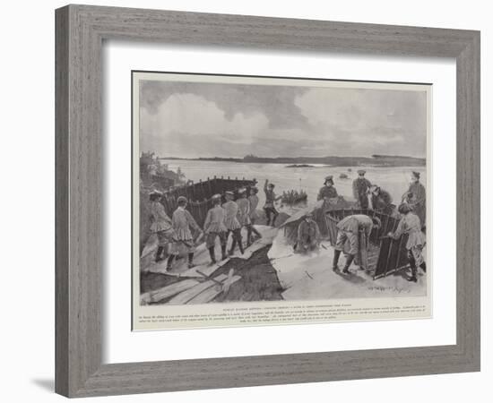 Russian Military Methods, Cossacks Crossing a River in Boats Extemporised from Wagons-Henry Charles Seppings Wright-Framed Giclee Print