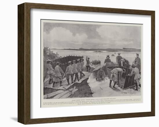 Russian Military Methods, Cossacks Crossing a River in Boats Extemporised from Wagons-Henry Charles Seppings Wright-Framed Giclee Print