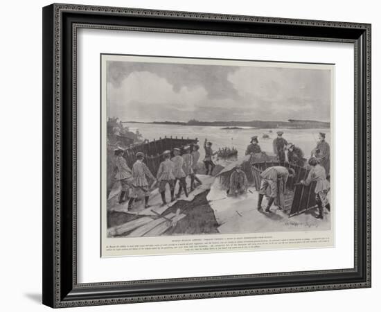 Russian Military Methods, Cossacks Crossing a River in Boats Extemporised from Wagons-Henry Charles Seppings Wright-Framed Giclee Print