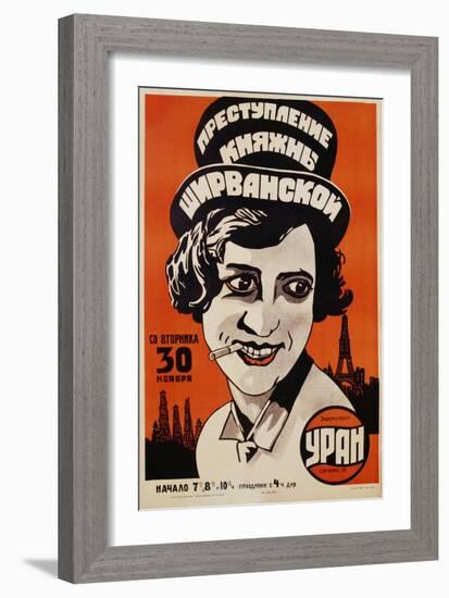 Russian Movie Poster Depicting a Woman Smoking a Cigarette-null-Framed Giclee Print