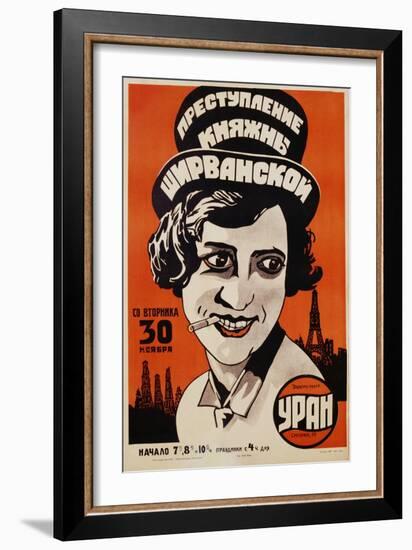 Russian Movie Poster Depicting a Woman Smoking a Cigarette-null-Framed Giclee Print