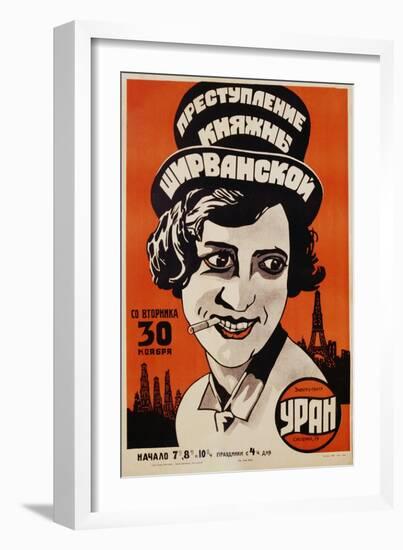 Russian Movie Poster Depicting a Woman Smoking a Cigarette-null-Framed Giclee Print