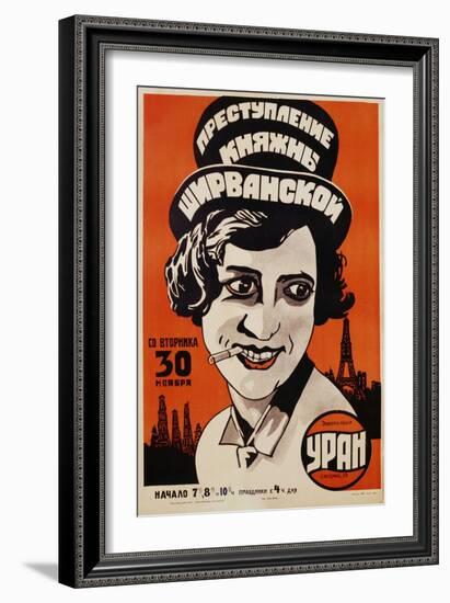 Russian Movie Poster Depicting a Woman Smoking a Cigarette-null-Framed Giclee Print