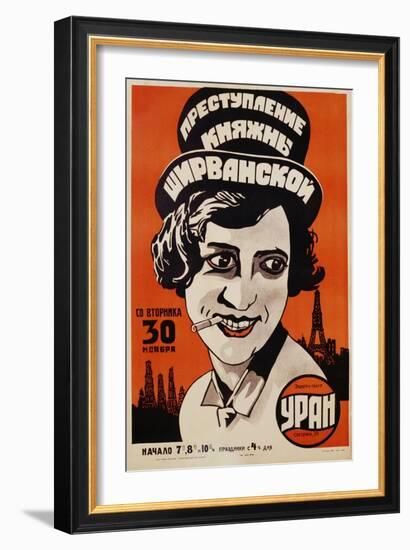 Russian Movie Poster Depicting a Woman Smoking a Cigarette-null-Framed Giclee Print