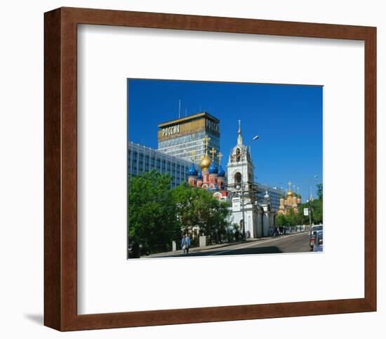 Russian orthodox churches at Hotel Rossiya, Moscow, Russia-null-Framed Art Print