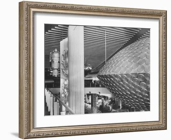 Russian Pavilion with Satellite Models and Saucer Like Space Theatre-Michael Rougier-Framed Photographic Print