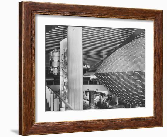 Russian Pavilion with Satellite Models and Saucer Like Space Theatre-Michael Rougier-Framed Photographic Print