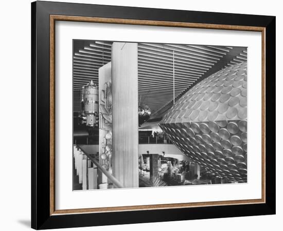 Russian Pavilion with Satellite Models and Saucer Like Space Theatre-Michael Rougier-Framed Photographic Print