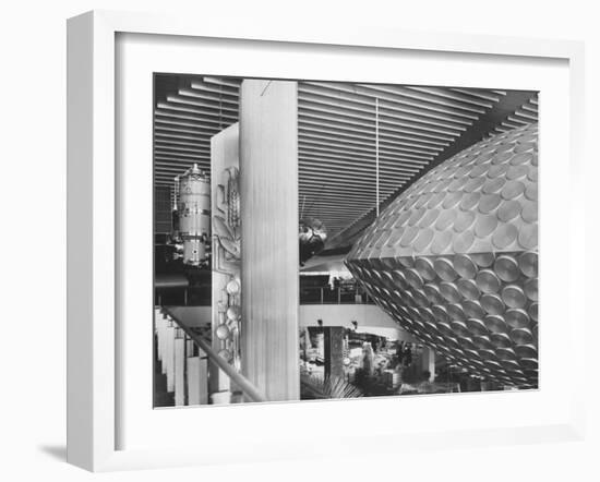 Russian Pavilion with Satellite Models and Saucer Like Space Theatre-Michael Rougier-Framed Photographic Print