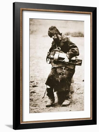 Russian Peasant Playing Hurdy Gurdy, C.1880S (Sepia Photo)-Russian Photographer-Framed Giclee Print