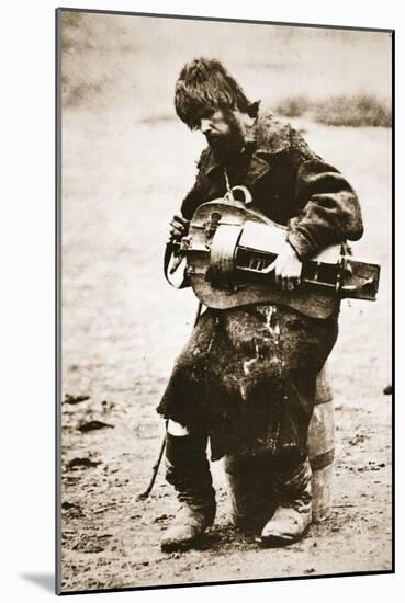 Russian Peasant Playing Hurdy Gurdy, C.1880S (Sepia Photo)-Russian Photographer-Mounted Giclee Print