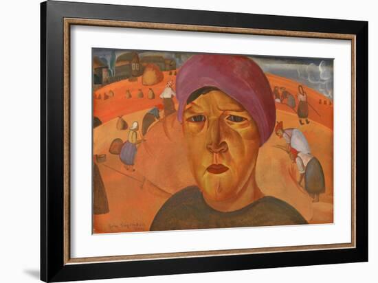 Russian Peasant Woman (From the Series Les Visages De Russi), 1923-Boris Dmitryevich Grigoriev-Framed Giclee Print