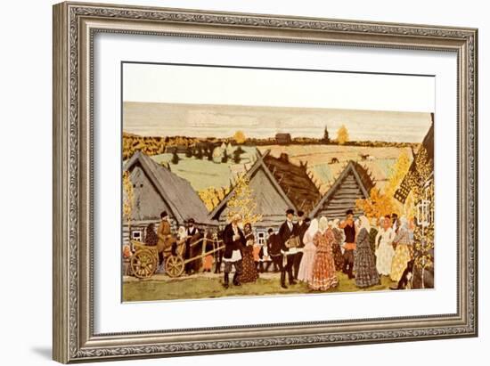 Russian Peasants' dance 1907-Boris Mikhailovich Kustodiev-Framed Giclee Print