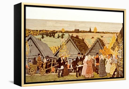 Russian Peasants' dance 1907-Boris Mikhailovich Kustodiev-Framed Premier Image Canvas
