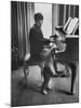 Russian Pianist Vladimir Ashkenazy and Son at Piano at Their Elegant Country Home-Ralph Crane-Mounted Premium Photographic Print