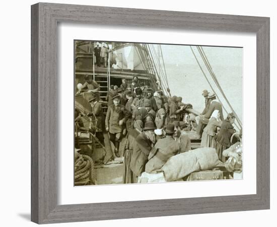 Russian pilgrims to Jerusalem aboard vessel in Beirut harbour, 1903-Carlton Harlow Graves-Framed Photographic Print