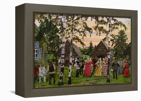 Russian Round Dance 1912-Boris Mikhailovich Kustodiev-Framed Premier Image Canvas