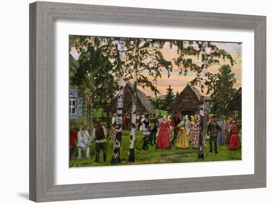 Russian Round Dance 1912-Boris Mikhailovich Kustodiev-Framed Giclee Print