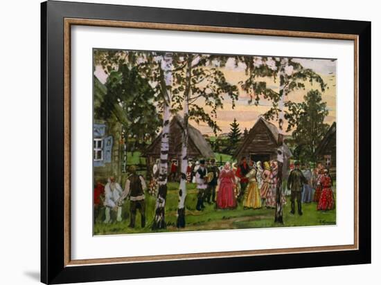 Russian Round Dance 1912-Boris Mikhailovich Kustodiev-Framed Giclee Print