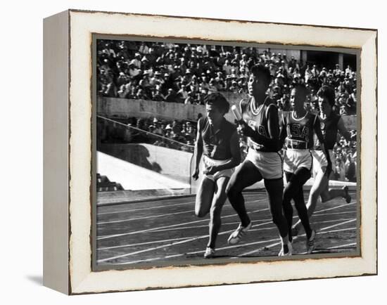 Russian Runner, Irina Press with Us Sprinter Wilma Rudolph in Women's Relay Race at Olympics-George Silk-Framed Premier Image Canvas