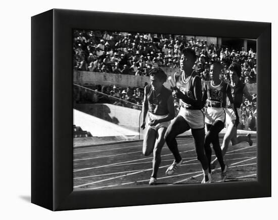 Russian Runner, Irina Press with Us Sprinter Wilma Rudolph in Women's Relay Race at Olympics-George Silk-Framed Premier Image Canvas