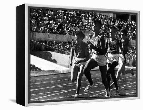 Russian Runner, Irina Press with Us Sprinter Wilma Rudolph in Women's Relay Race at Olympics-George Silk-Framed Premier Image Canvas