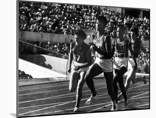 Russian Runner, Irina Press with Us Sprinter Wilma Rudolph in Women's Relay Race at Olympics-George Silk-Mounted Premium Photographic Print