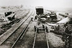 Russian Revolution, period of civil war: destruction of a railway track in 1918 (photo)-null-Giclee Print