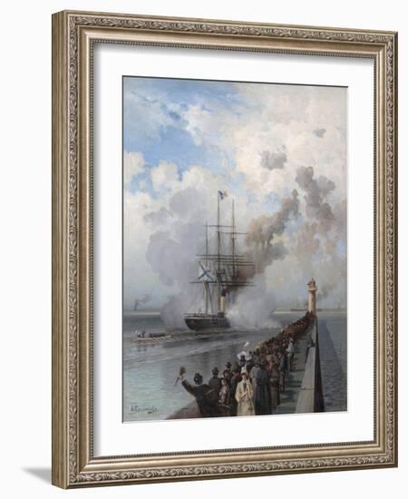 Russian Screw Clipper Razboynik, 1888-Alexei Petrovich Bogolyubov-Framed Giclee Print